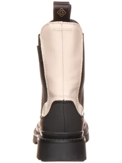Leder-Chelsea-Boots in Schwarz/ Beige
