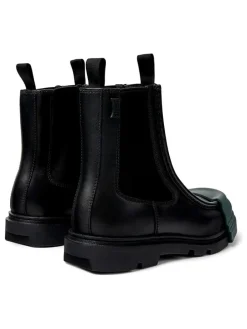 Leder-Chelsea-Boots in Schwarz/ Grün