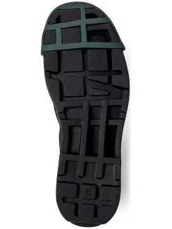 Leder-Chelsea-Boots in Schwarz/ Grün