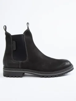 Leder-Chelsea-Boots in Schwarz