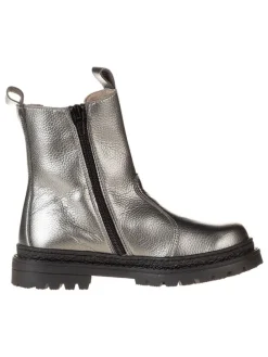 Leder-Chelsea-Boots in Silber