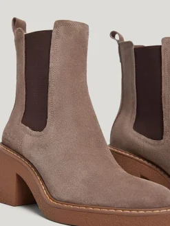 Leder-Chelsea-Boots in Taupe