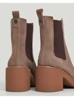 Leder-Chelsea-Boots in Taupe