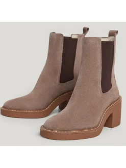 Leder-Chelsea-Boots in Taupe