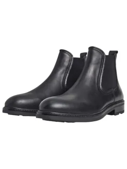 Leder-Chelsea-Boots "Leeds City" in Schwarz