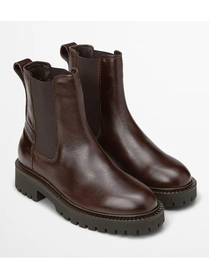 Leder-Chelsea-Boots "Phia" in Braun