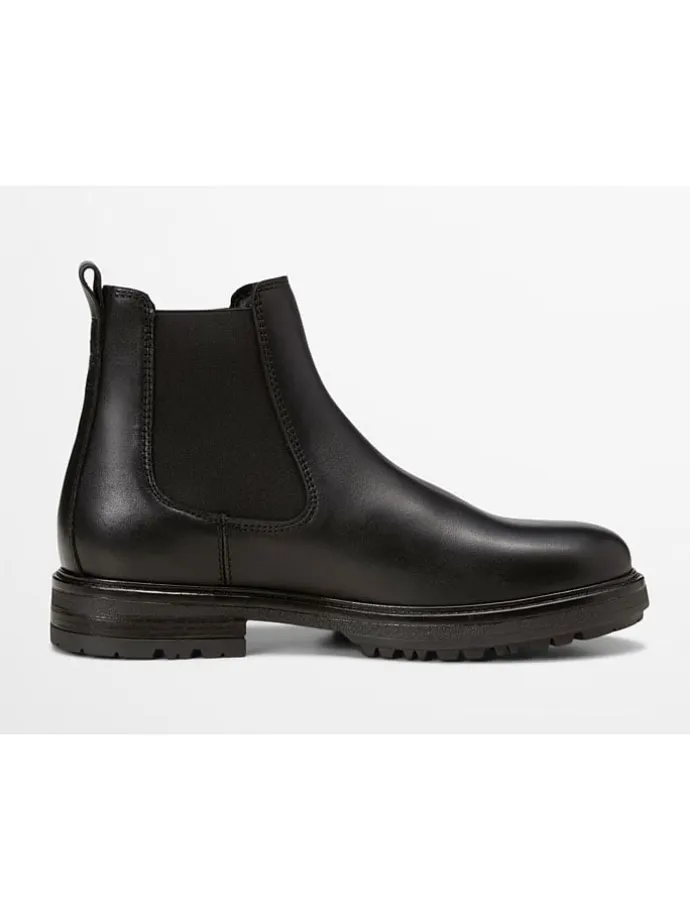 Leder-Chelsea-Boots "Rony" in Schwarz