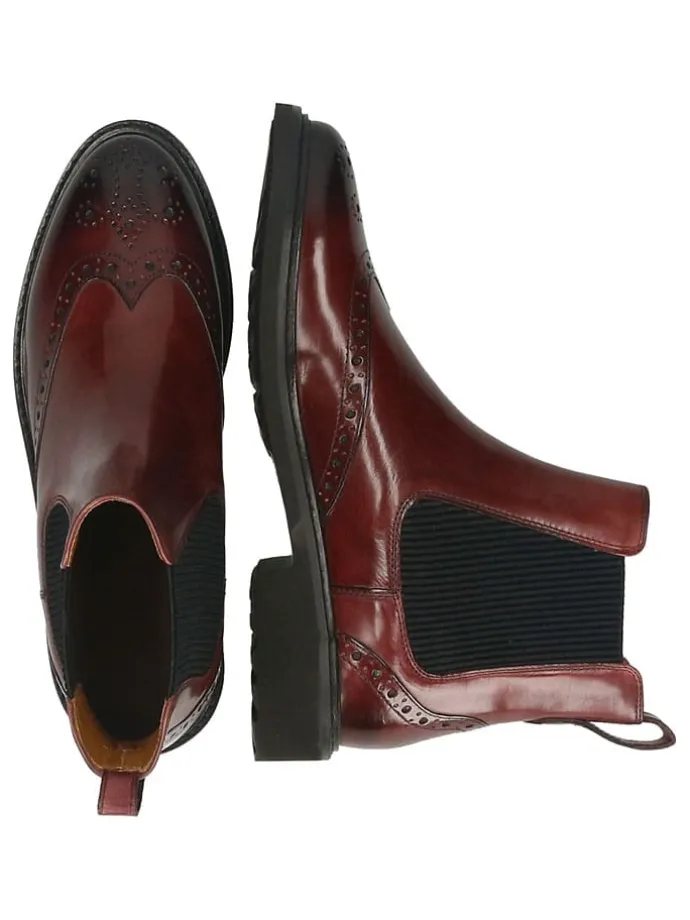 Leder-Chelsea-Boots "Selina 29" in Rot/ Schwarz