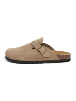 Leder-Clogs in Beige