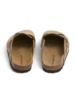 Leder-Clogs in Beige