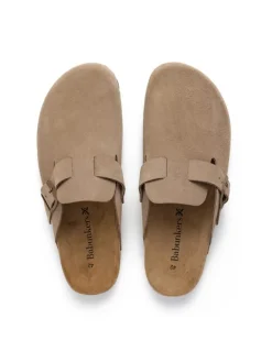 Leder-Clogs in Beige