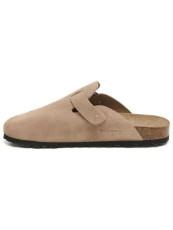 Leder-Clogs in Beige