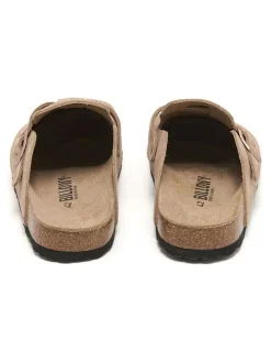 Leder-Clogs in Beige