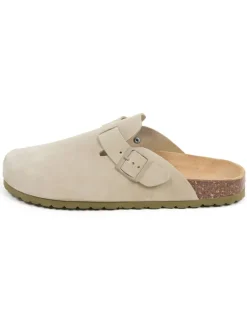 Leder-Clogs in Beige