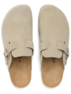 Leder-Clogs in Beige