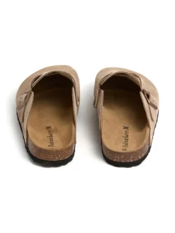 Leder-Clogs in Beige