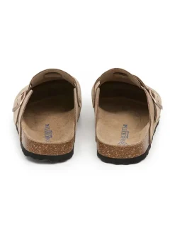 Leder-Clogs in Beige