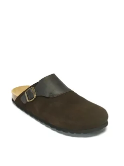 Leder-Clogs in Braun