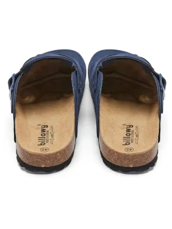 Leder-Clogs in Dunkelblau