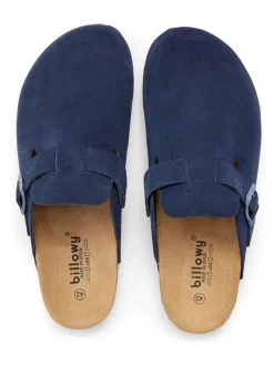 Leder-Clogs in Dunkelblau