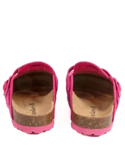 Leder-Clogs in Fuchsia
