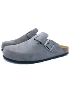 Leder-Clogs in Grau