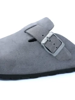 Leder-Clogs in Grau