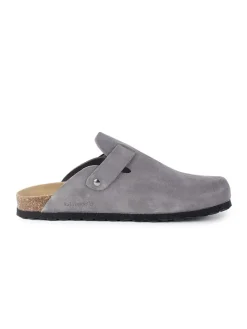 Leder-Clogs in Grau