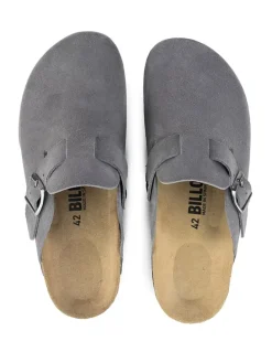 Leder-Clogs in Grau