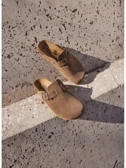 Leder-Clogs in Hellbraun