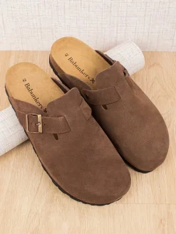 Leder-Clogs in Hellbraun