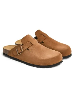 Leder-Clogs in Hellbraun