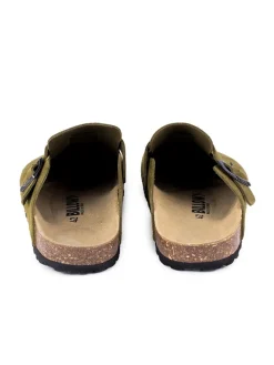 Leder-Clogs in Khaki