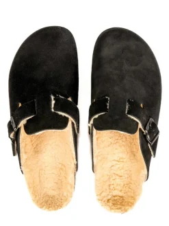 Leder-Clogs in Schwarz