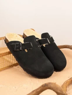 Leder-Clogs in Schwarz
