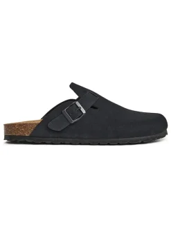 Leder-Clogs in Schwarz