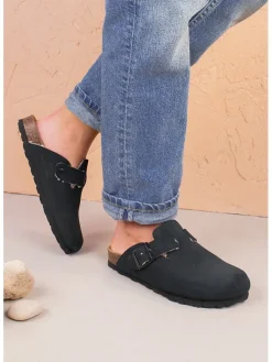 Leder-Clogs in Schwarz