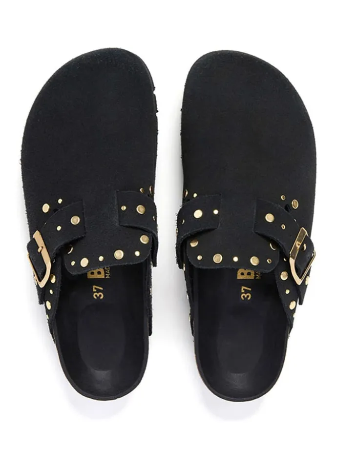 Leder-Clogs in Schwarz