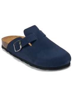 Leder-Clogs "Noe" in Dunkelblau