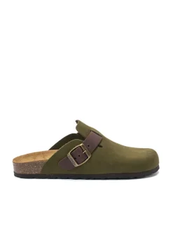 Leder-Clogs "Noe" in Khaki