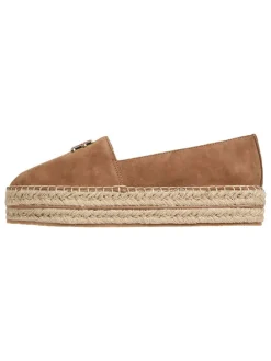 Leder-Espadrilles in Hellbraun