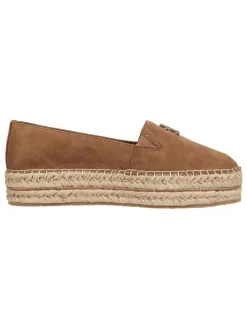 Leder-Espadrilles in Hellbraun