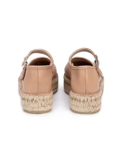 Leder-Espandrilles in Beige/ Schwarz