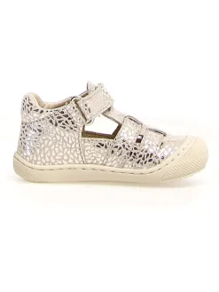 Leder-Halbsandalen "Bede" in Creme/ Silber