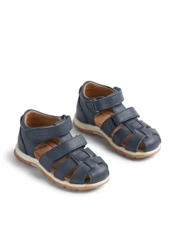 Leder-Halbsandalen "Frei" in Dunkelblau