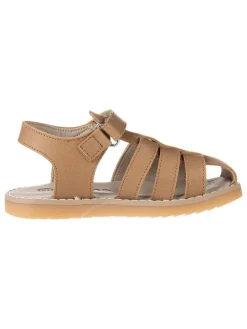 Leder-Halbsandalen in Beige
