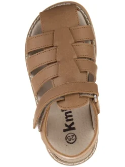 Leder-Halbsandalen in Beige