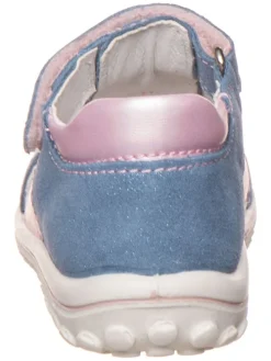 Leder-Halbsandalen in Blau/ Rosa