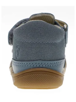 Leder-Halbsandalen in Blaugrau