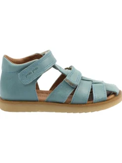 Leder-Halbsandalen in Blau